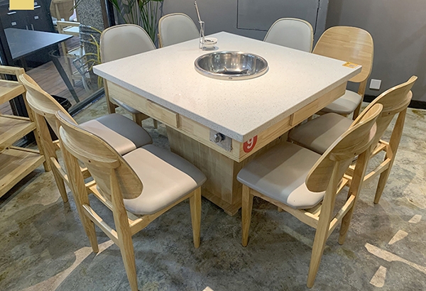 广安岩板桌面火锅桌
